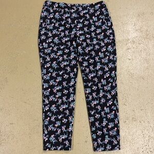 Adrianna Papell Black Floral Pants Size 10 EUC